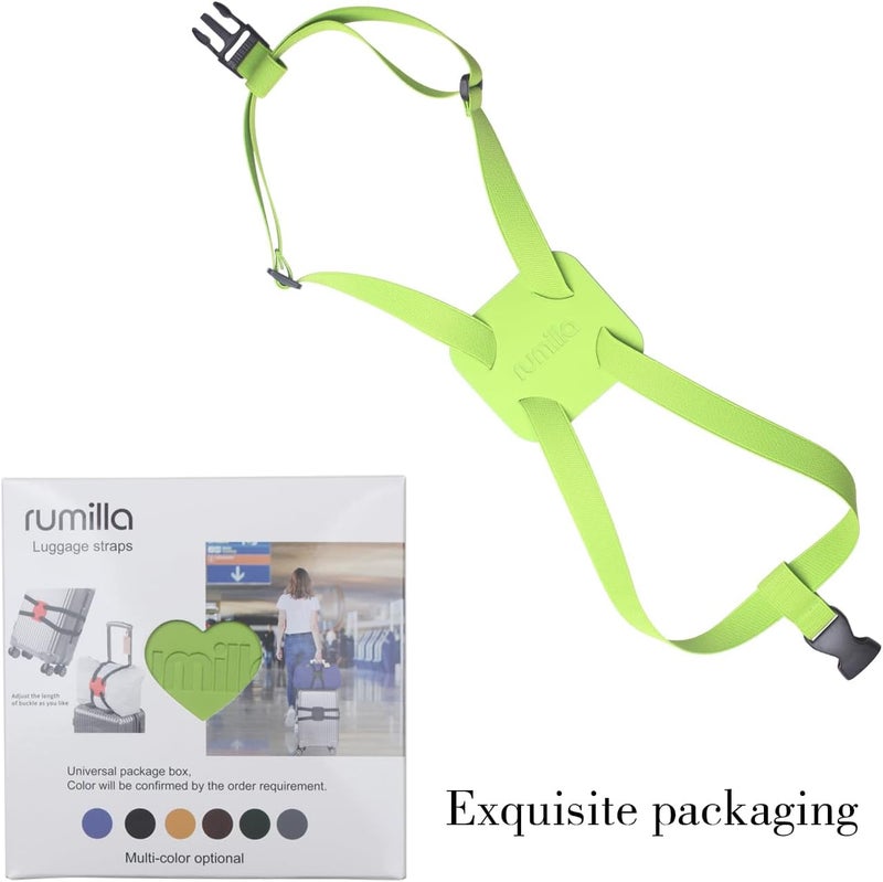RUMILLA Adjustable Luggage Straps for Suitcases Add a Bag High Elastic Travel Bungees Connecting Carry On Bag TSA Approved (Green Luggage strap-1PCS) - Image 4